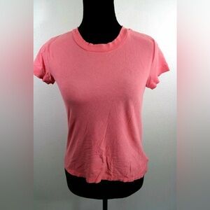 Free People Women's Short Sleeve Pink Cotton T-Shirt Size Medium